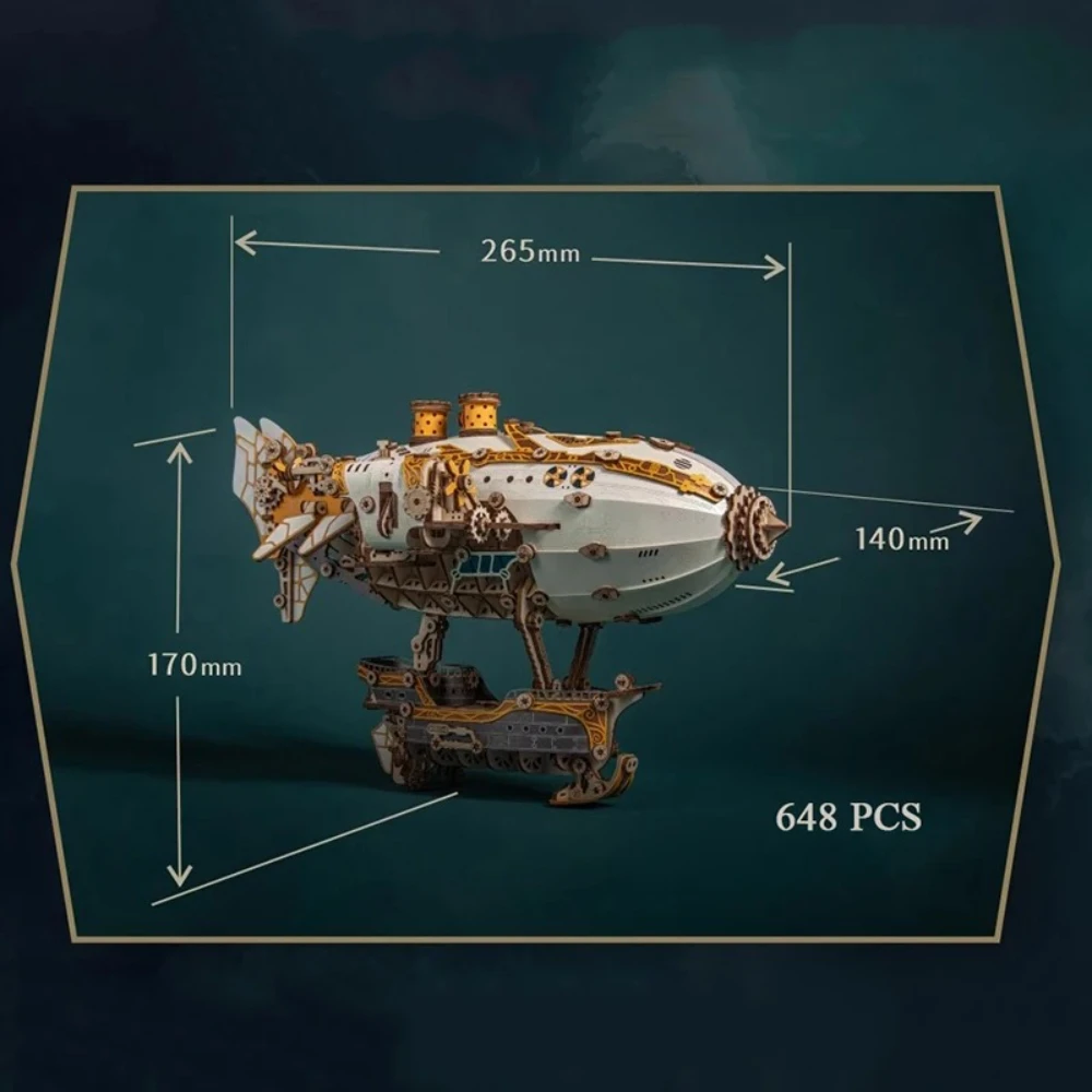 3D Puzzle DIY Holz Fantasy Luftschiff Modell Kits LED Lichter Desktop Dekoration Handgemachte Tisch Ornament Erwachsene Kinder Geburtstag Geschenke