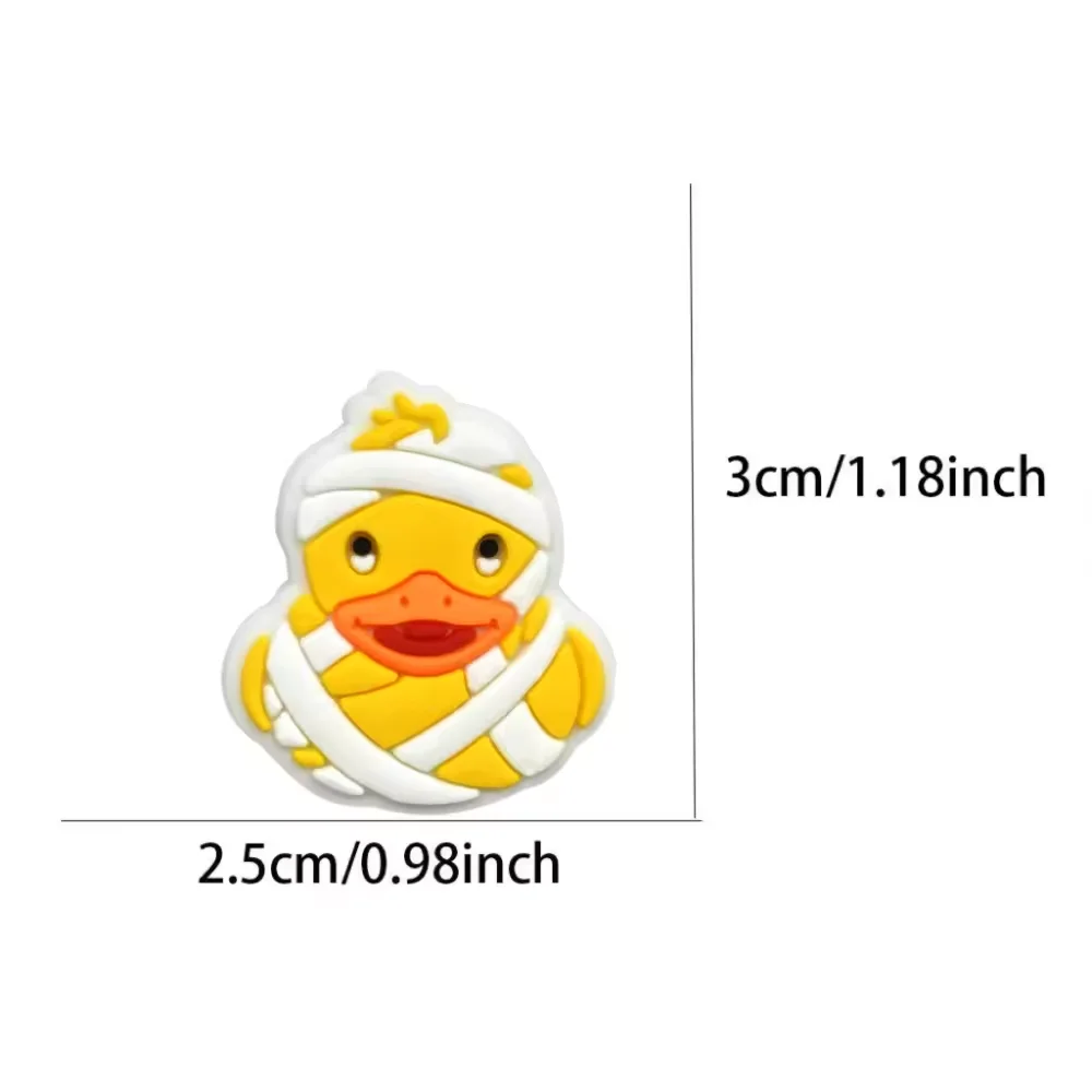 10 pçs pequeno pato amarelo sapatos encantos acessórios caber tamanco mochila pulseiras sapato decorar fivela festas de natal crianças presente