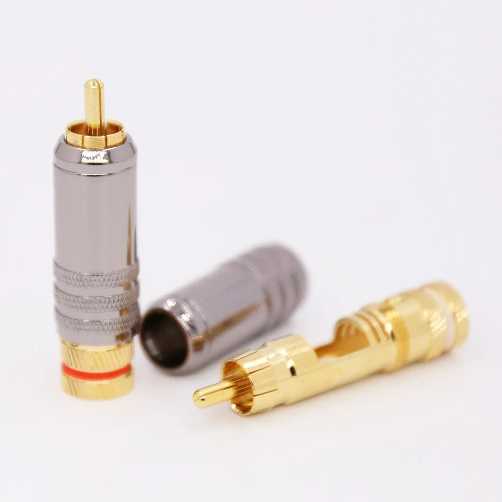 قابس RCA مطلي بالذهب عيار 24 قيراط، موصل ذكر ذهبي، قابس HIFI rca، نمط الصوت wbt