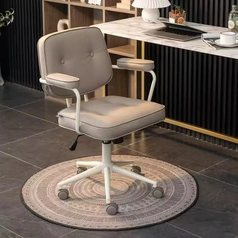 Modern Ergonomic Leather Adjustable Height Mid-Back Conference Swivel Task Chair for Home Use