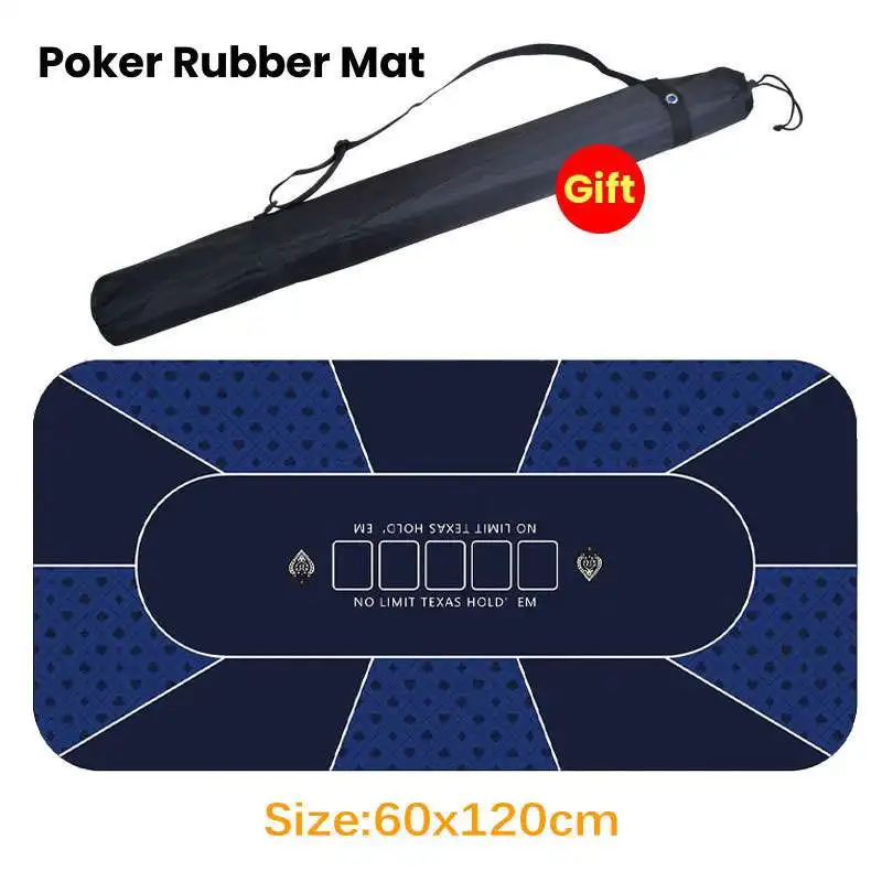 60x120cm Poker Mat 8 Players Texas Hold'em Game Topper for Tables Folding Portable Poker Table Top Layout with Carrying Bag