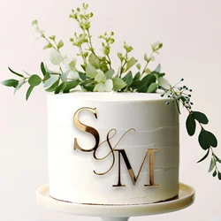 Wedding Cake Topper initial Personalised Custom Cake Topper Letter Cake Charm Initial Gold Acrylic Cake Topper Wedding