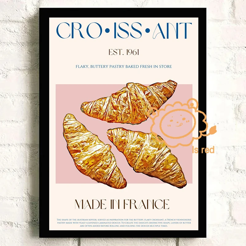 Kitchen Delights Poster Pancake Croissant Paella abstract Canvas printing Home Living room wall decoration frameless painting