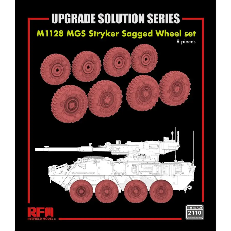 

RYE FIELD 2110 1/35 M1128 MGS Stryker Sagged Wheel Set (8 pieces)