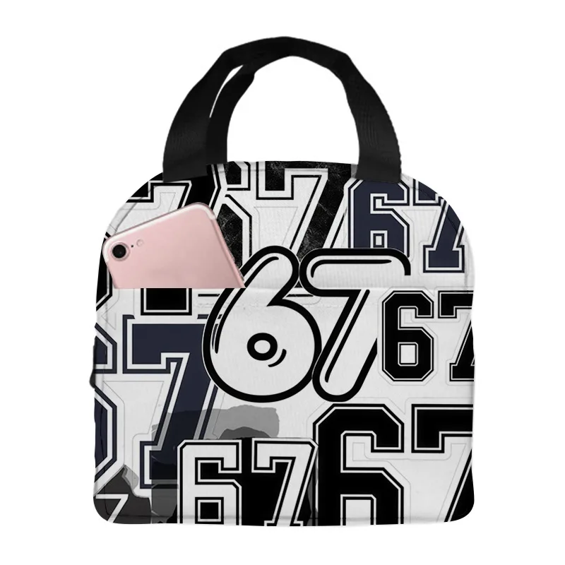 Popular 67 six seven Student Work Lunchbox Thermal insulation Food Lunch Bag 3D Print Insulated Portable Handbags Ice Bags