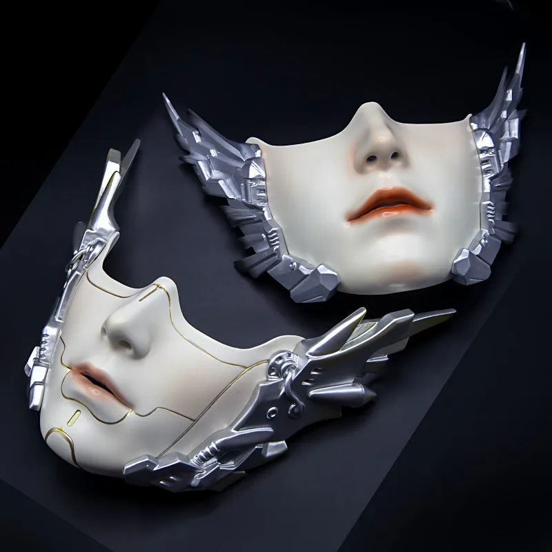 Cyberpunk mechanical ascent male mask wasteland Chinese wind change dress cos dimensional Internet celebrity half face mask