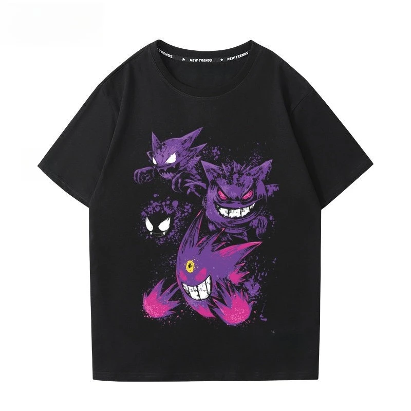 

2026 new Pokemon Gengar Graphic T-Shirt, Casual Cotton Short Sleeve Tee for All Seasons, Anime Streetwear Top for Men Women