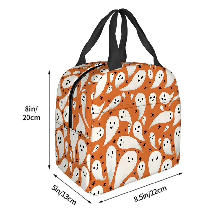 Cute Ghost Pattern Handheld Lunch Bag For Boy/Girls Best Gifts 2D Cartoon School Cooler Bag Aluminum Foil Picnic For Children