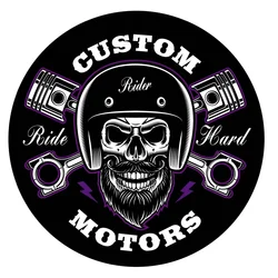 New Design Beard Skull Mechanical Rider Riding Purple Old School Decal Accessories Vinyl Motorcycle Scratch Resistant Decal,10cm