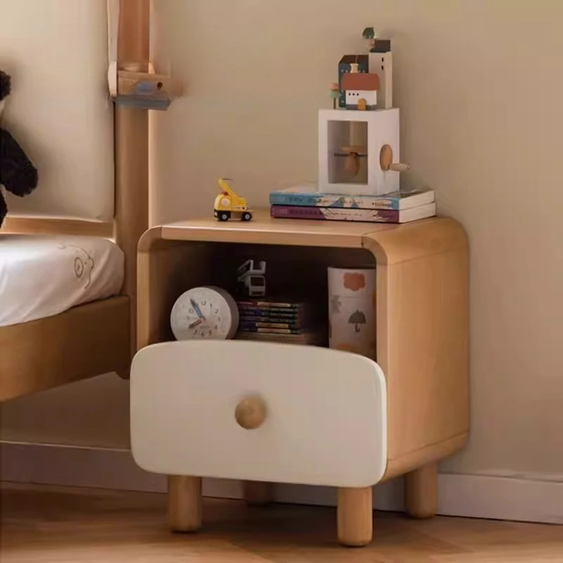 Solid Wood Bedside Table Small Storage Cabinet Children's Room Furniture Cute Appearance Minimalist Creativity Style Locker