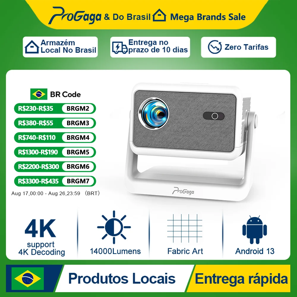 PROGAGA PG370 MAX Projetor Full HD 1080P para Filmes, Projetor WiFi Android, Smart TV, Home Theater, 700ANSI, Projetor de Vídeo Portátil