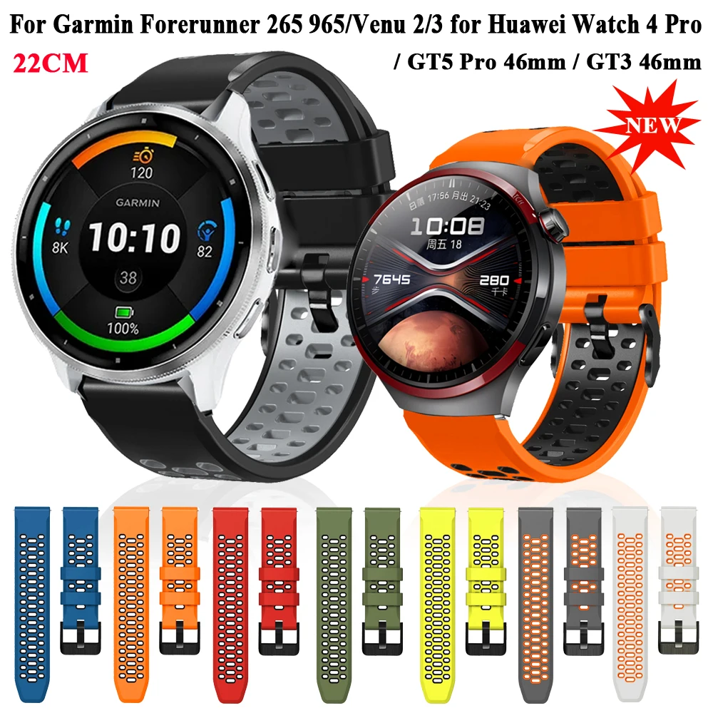 

Для Garmin Forerunner 265 965/Venu 3 ремешка 22 см силиконовый резиновый ремешок для часов Huawei Watch 4 Pro/GT5 Pro/GT3 браслет Correa