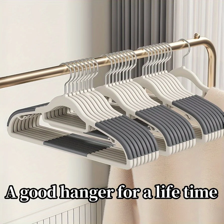 50 pieces/set of plastic anti slip and traceless hangers with spacesaving design,curved shoulder imitation suitable for families