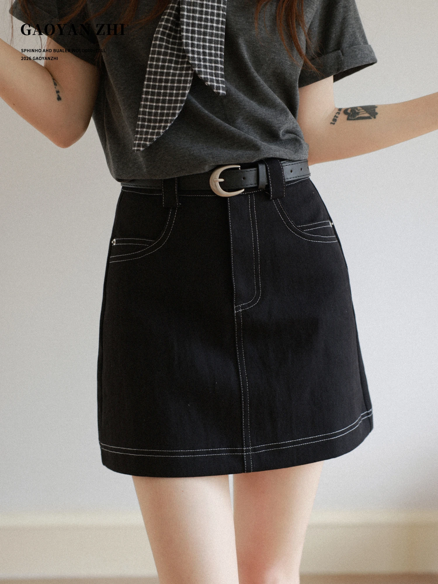 

Джинсовая юбка А-силуэта с высокой талией, женская, весна 2026, новая модель, облегающая, универсальная, в стиле ретро-шик, для городских прогулок, повседневная