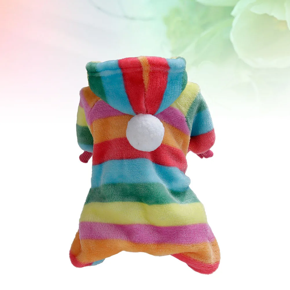 

Four Leg Pet Flannel Dog Warm Clothes Rainbow Stripe Puppy Winter Coat Size Xl Comfortable Durable Outdoor Walking Jogging Photo