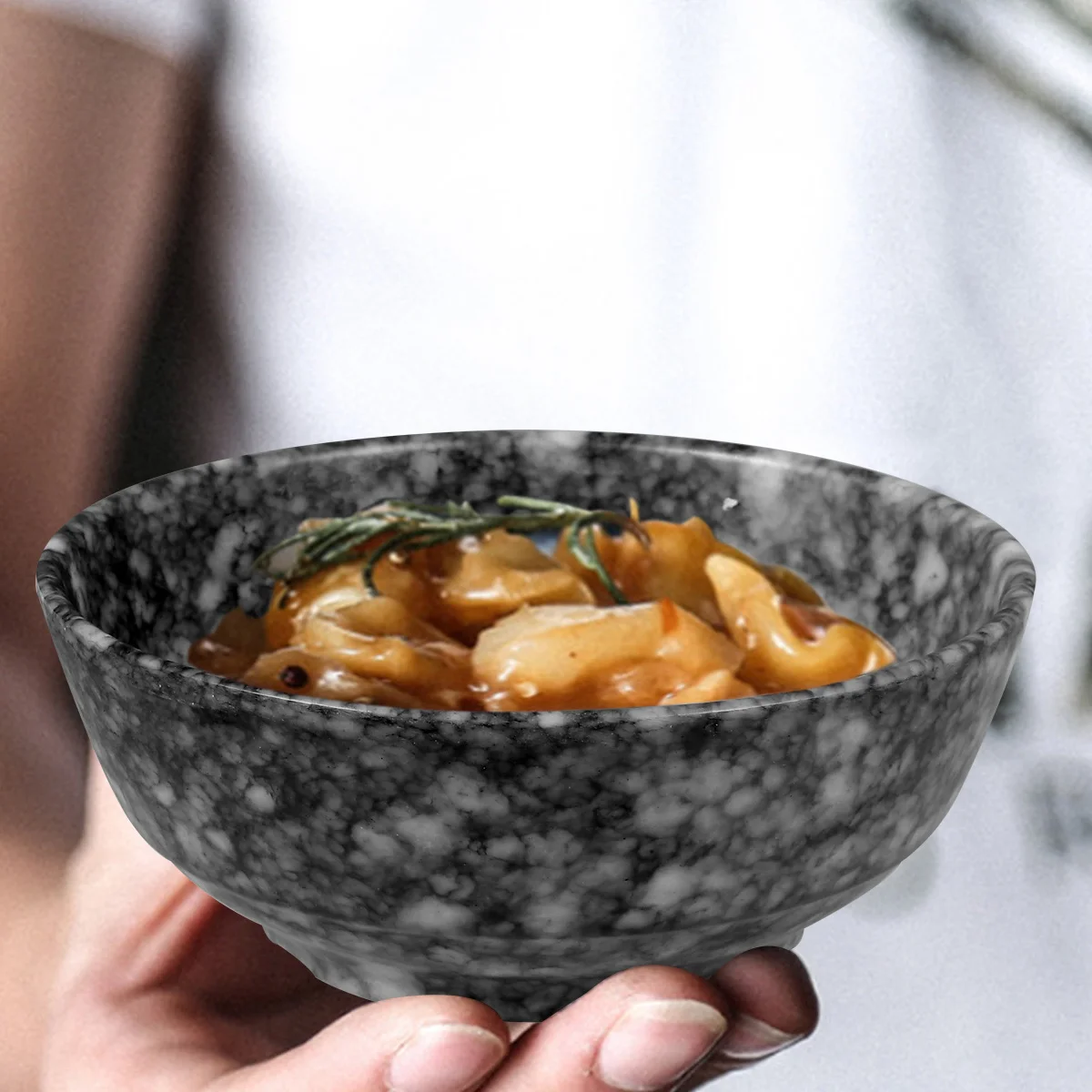 

Stylish Marble Finish Seasoning Bowl Easy Clean Serving Bowl for Hot Pot Appetizers Desserts Sauces Home Kitchen Restaurant