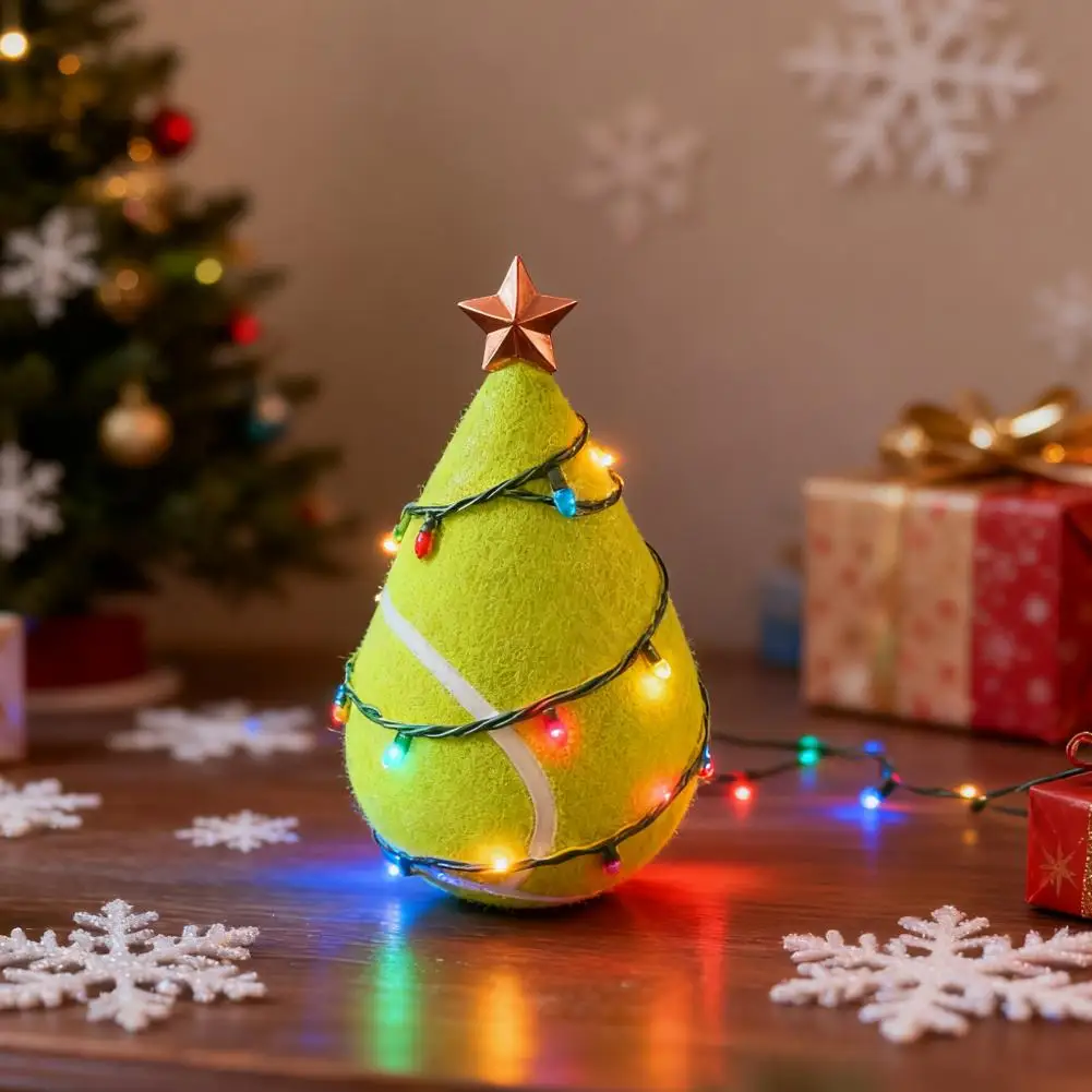 Unique Design Christmas Tree Christmas Tree with Golden Star Topper Handcrafted Sports Ball Inspired Christmas Tree Figurine