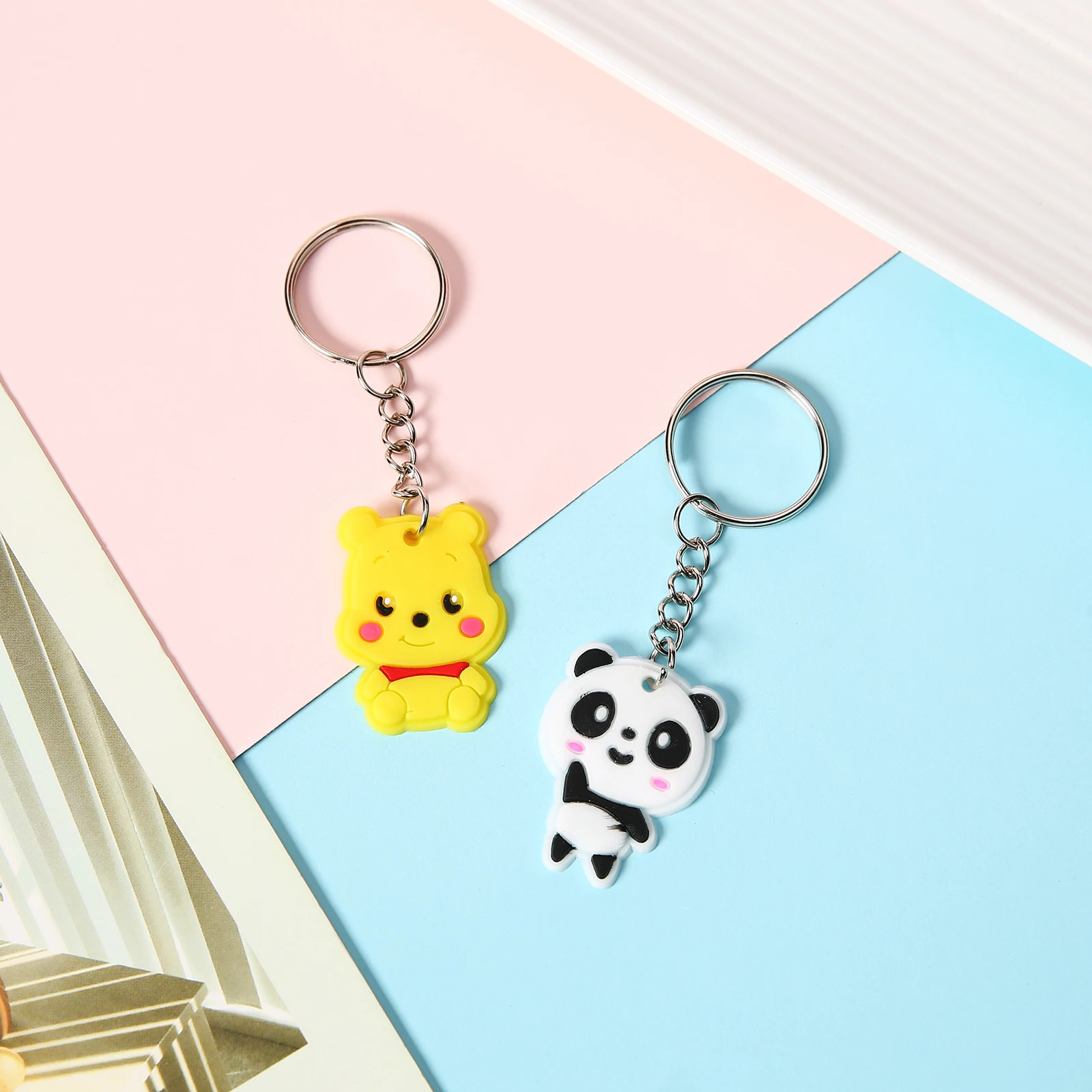 Metal Key Ring with Extension Chain Split Keychain Rings Connector Chains Silver Key Hardware Accessories for DIY Pvc Charms