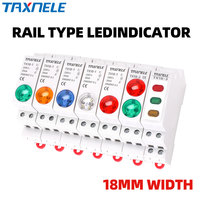 Din Rail Mount LED Signal Lamp AC DC 220V 230V Indicating Pilot Lights Lamp Red Green Blue Orange White 18mm