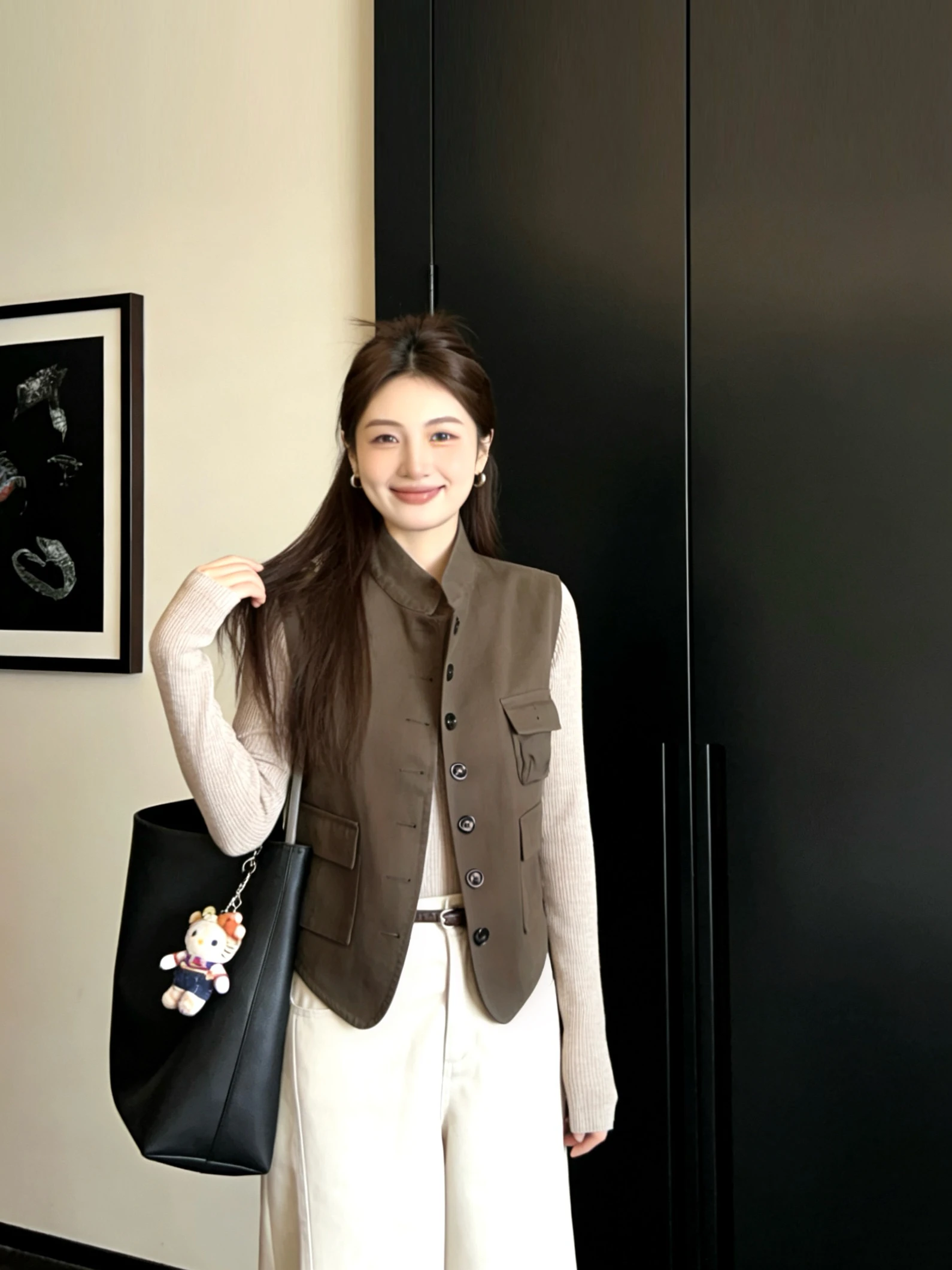 

Свободный женский кардиган-жилет на весну: модная корейская и гонконгская верхняя одежда в стиле Old Money для работы и повседневной носки