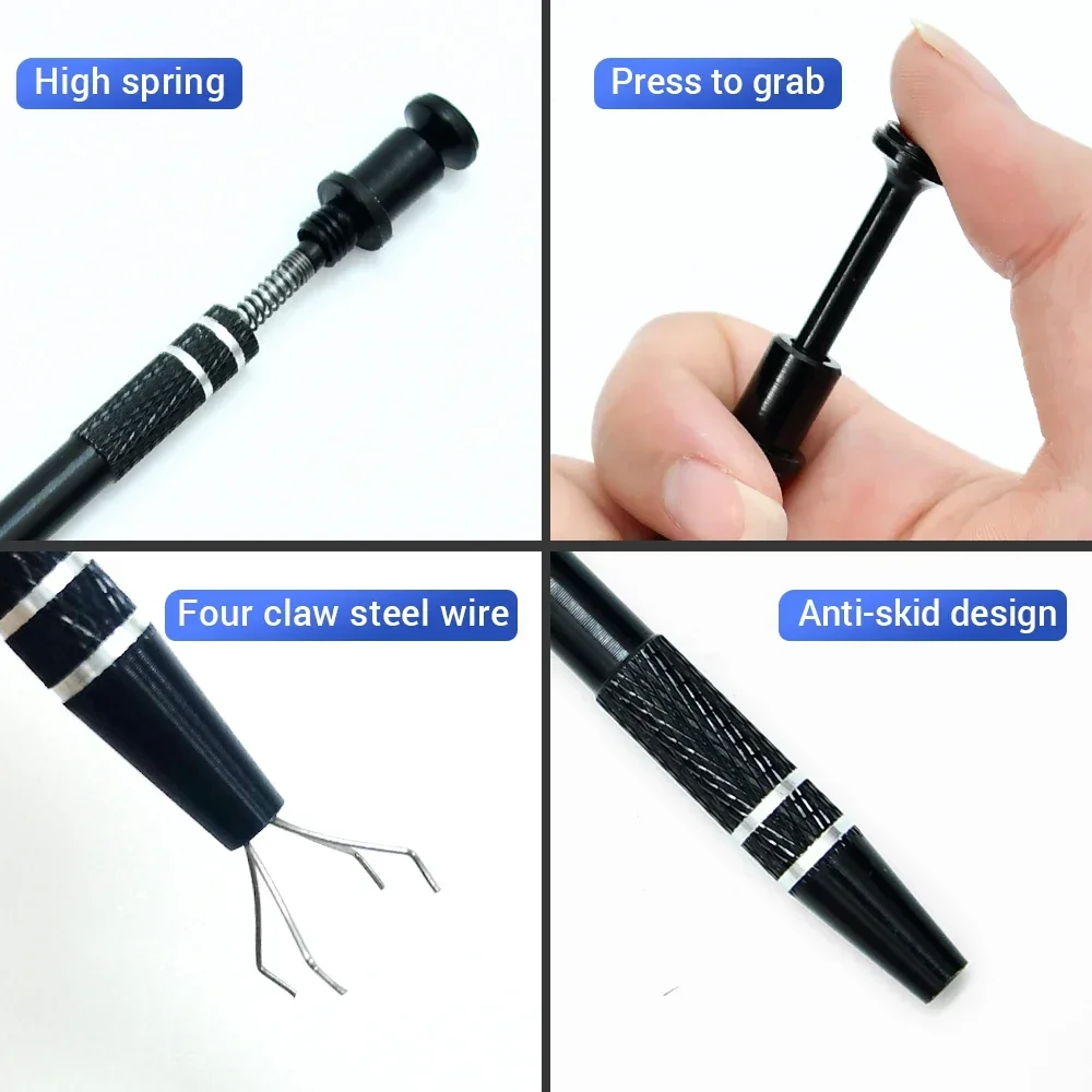 ANENG 4-Claw Extractor Remover Tool Stainless Steel Precision Parts Grabber Pick Up Puller for Electronic Component Hand Repair