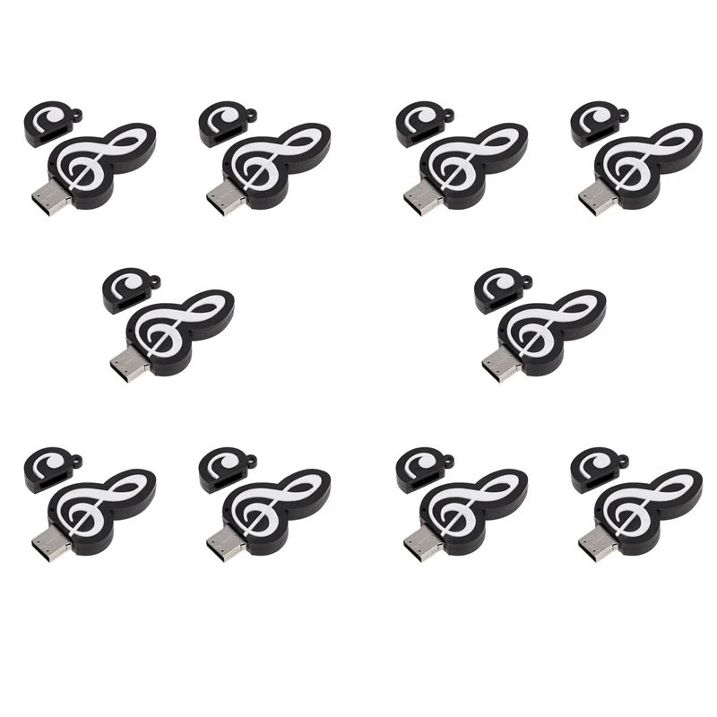 ULBS 10X USB 2.0 Stick Cute Cartoon Memory Stick Music Notes Symbol USB 2.0 Memory External USB Flash Drive Memory Stick 16GB