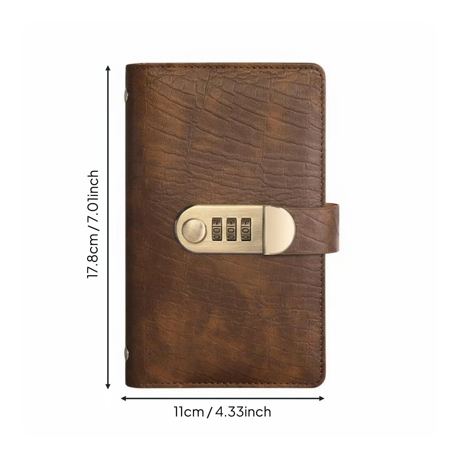 Light Brown Password Lock Savings Binder Money Organizer with Three Digit Code Faux Leather for Budget Control