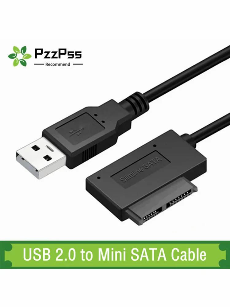 PzzPss USB 2.0 zu Mini Sata II 7+6 13Pin Adapter Konverter Kabel Für Laptop CD/DVD ROM Slimline Laufwerk Konverter HDD Caddy