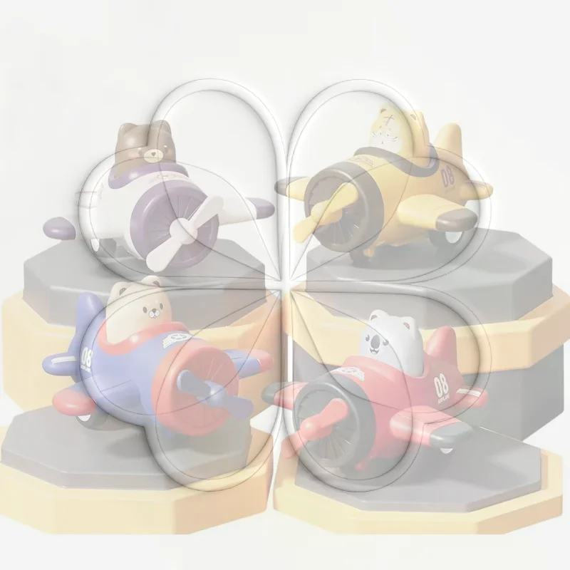 Cute Cartoon Animal Push and Go Airplane Toys Safe ABS Material No Battery Needed for 1-3 Years Toddlers Kids Birthday Gifts