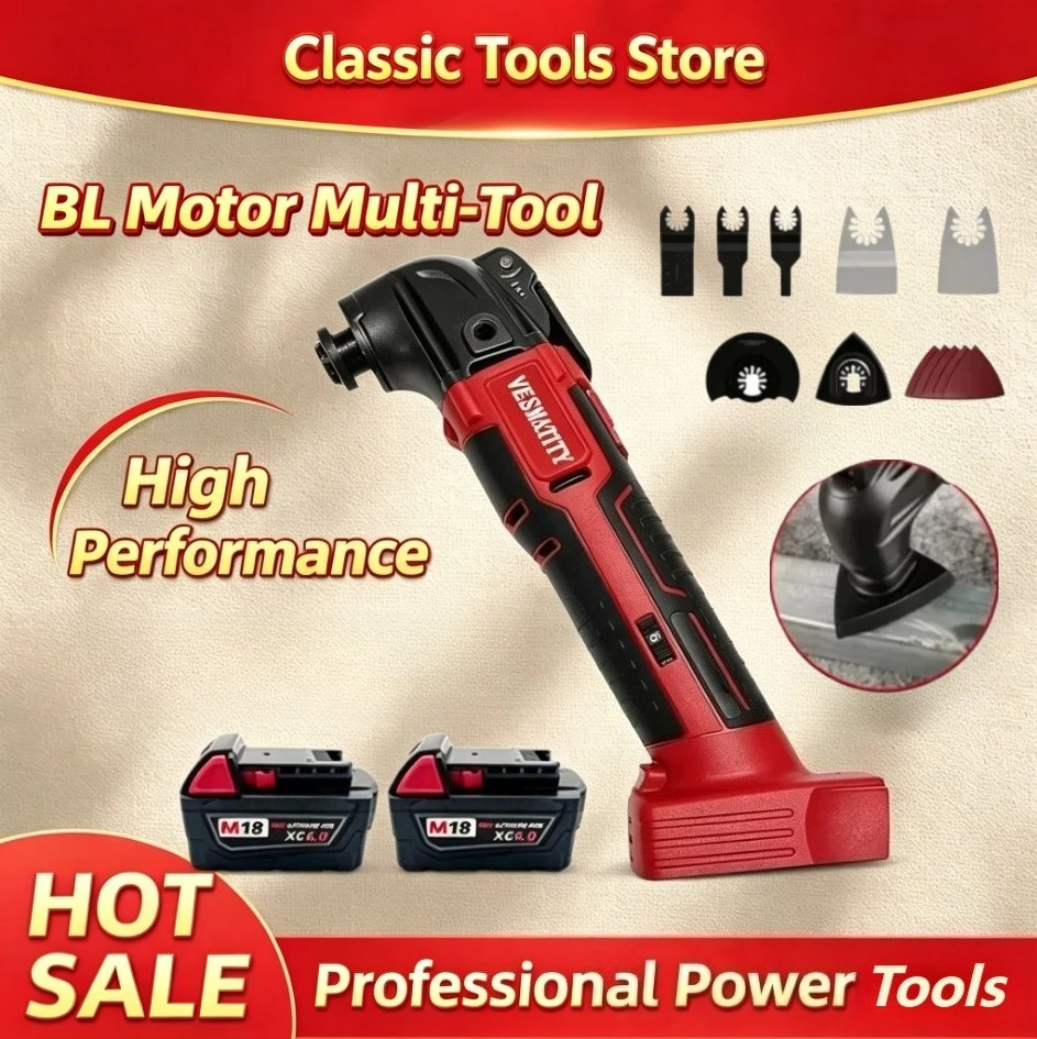 Electric Oscillating Multi Function Tool  Cordless Vibration Trimmer Cutting Saw Power Tools For Milwaukee Battery