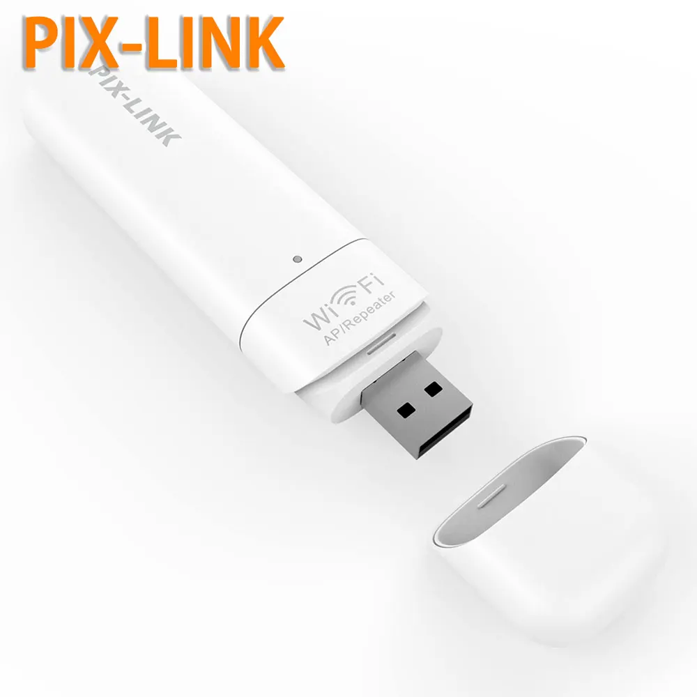 

PIX-LINK UE03 300Mbps USB WiFi Repeater/AP 2.4G Wireless-N Signal Extender 180° Rotating Plug & Play for Home Office