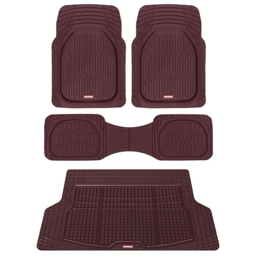 

FlexTough Contour Liners Deep Dish 3pc Rubber Floor Mats Trimmable Trunk Liner Cargo Mat - Heavy Duty All Weather Protection Ca