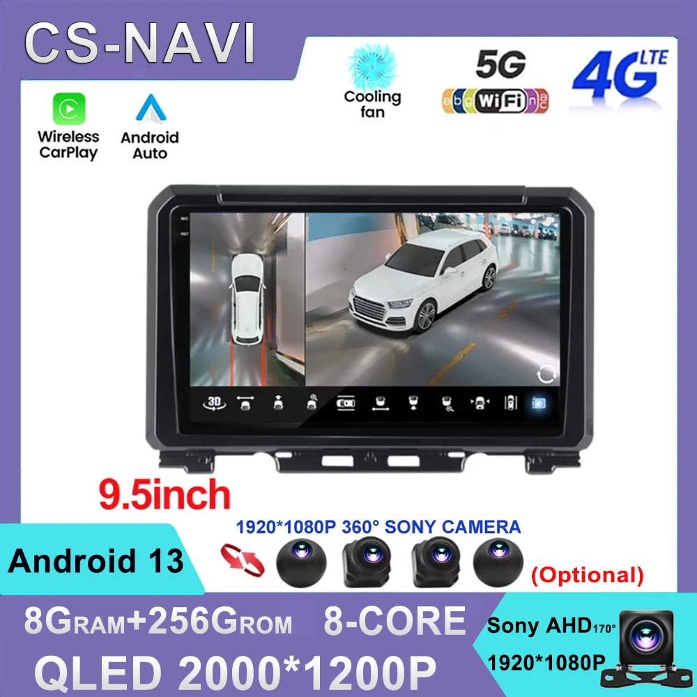 

2000*1200P For Suzuki Jimny 2019 2020 Autoradio Android 12 2 Din Car Multimedia Stereo Player GPS Navigation Wifi DSP 9.5 Inch