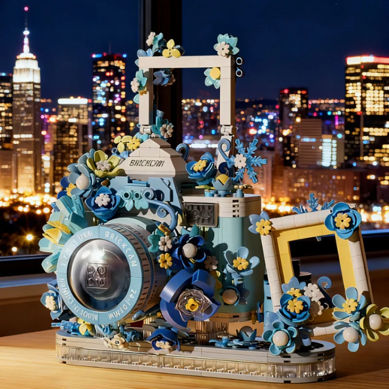 DIY Flower Camera Bricks Building Set for Girls Compatible Creative  with Lego Desktop Decor Toy