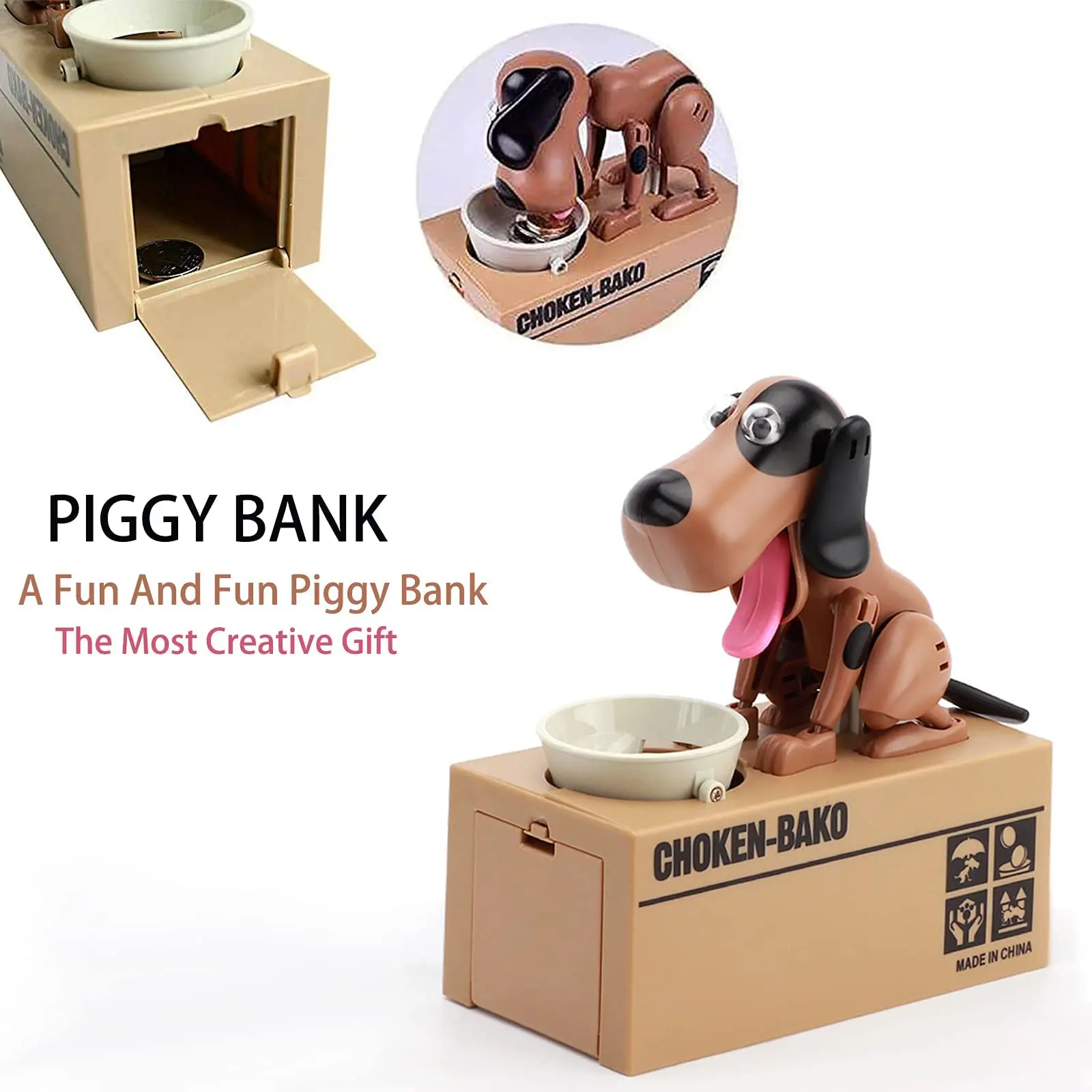 Piggy Bank, Personalized Funny Piggy Bank for Adults for Kids, Little Dog Puggy Bank, Dog Piggy Bank That Eats Coins