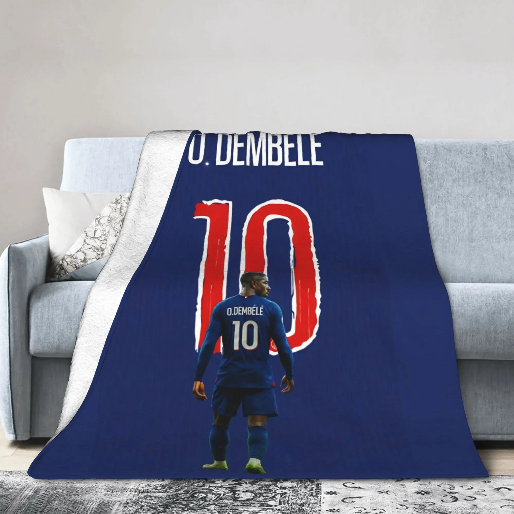 Dembele Football Knitted Blanket Number 10 Fleece Throw Blankets Bed Sofa Decoration Lightweight Bedspreads