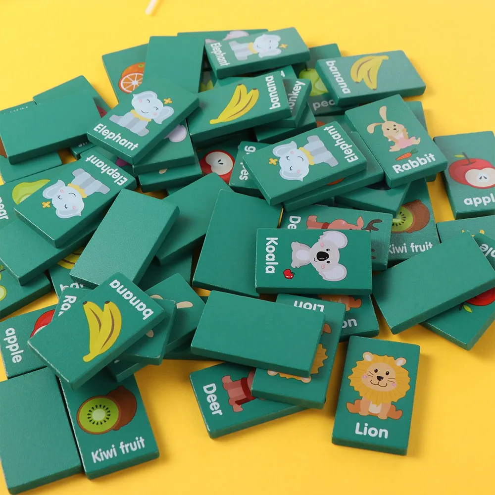 Wooden Memory Solitaire Matching Mahjong Game Fruit Animal Early Educational Family Board Game Easy To Play Interactive