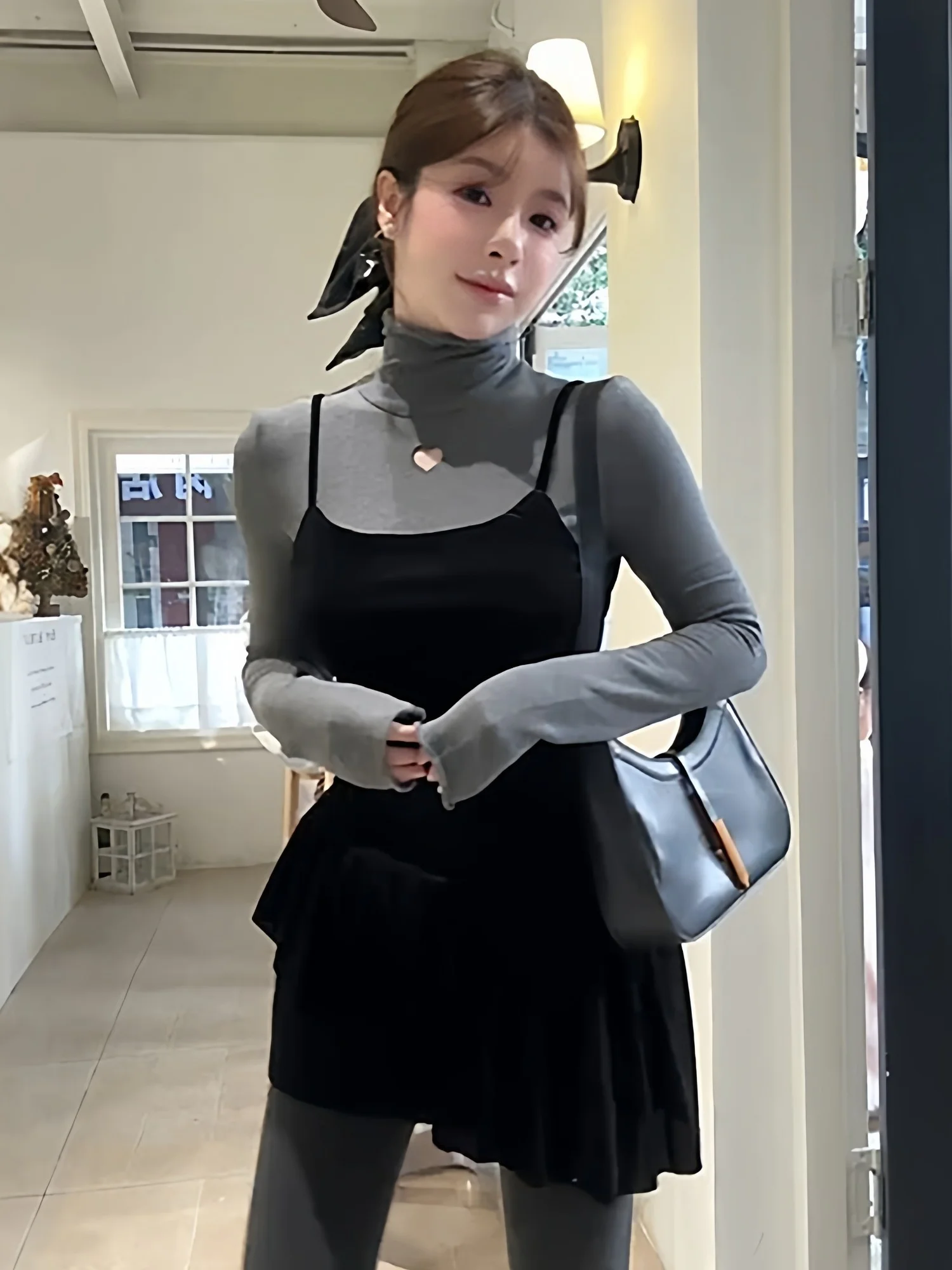

plus Size Slimming Long Sve Base Layer Top with Waist Cinching Strap Vest Two Piece Set for Women Spring Faion