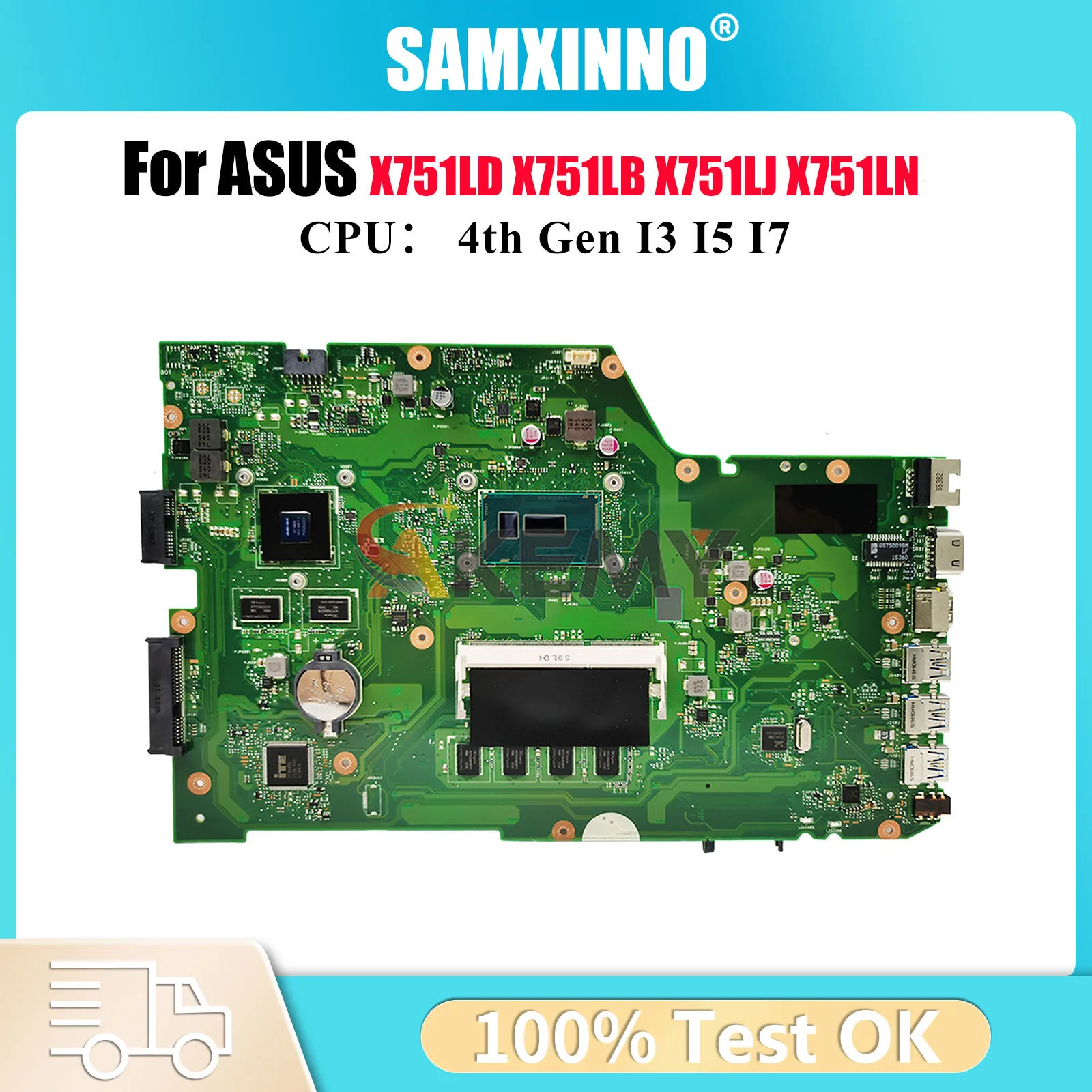 

X751LD Laptop Motherboard For ASUS X751L F751L X751LK X751LDV X751LKB K751L X751LN X751LB A751L X751LJ Mainboard W/ I3 I5 I7 CPU