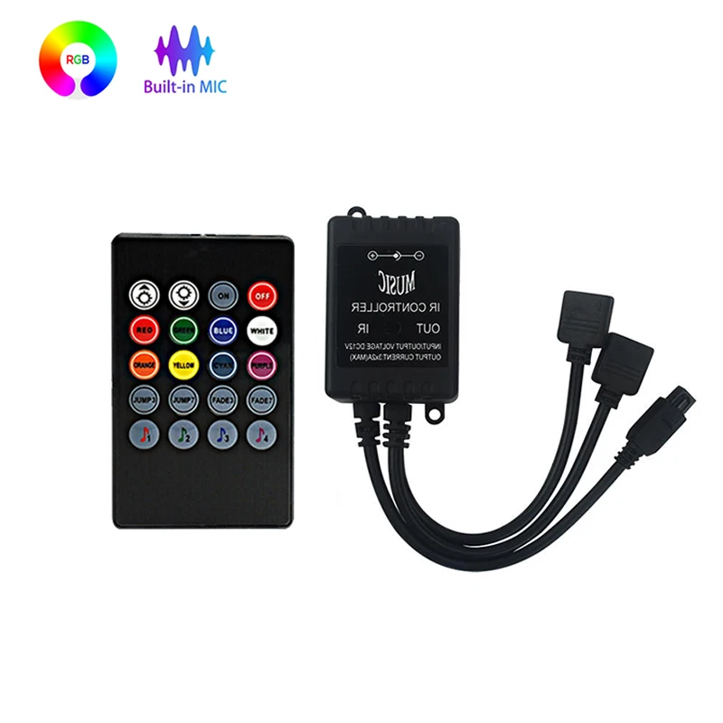 Music Sync Rgb Lighting Controller 12V 4 Pin Rgb LED Lights Controller Box Receiver Smart Controller RGB Color Changing