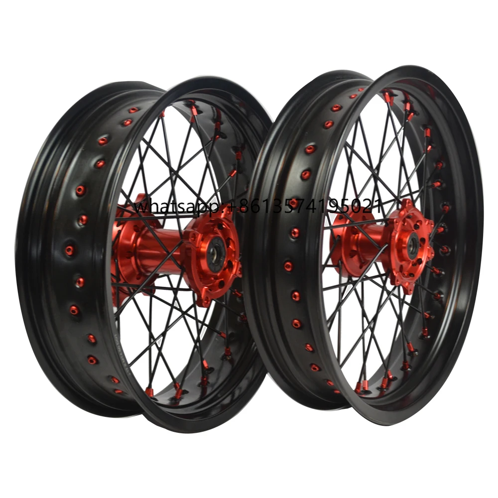 

Front and Rear Wheel Aluminum Alloy CNC Hub 16 17 Inch Rim CRF 250 350 450 Cc Supermtoto Wheels for Honda