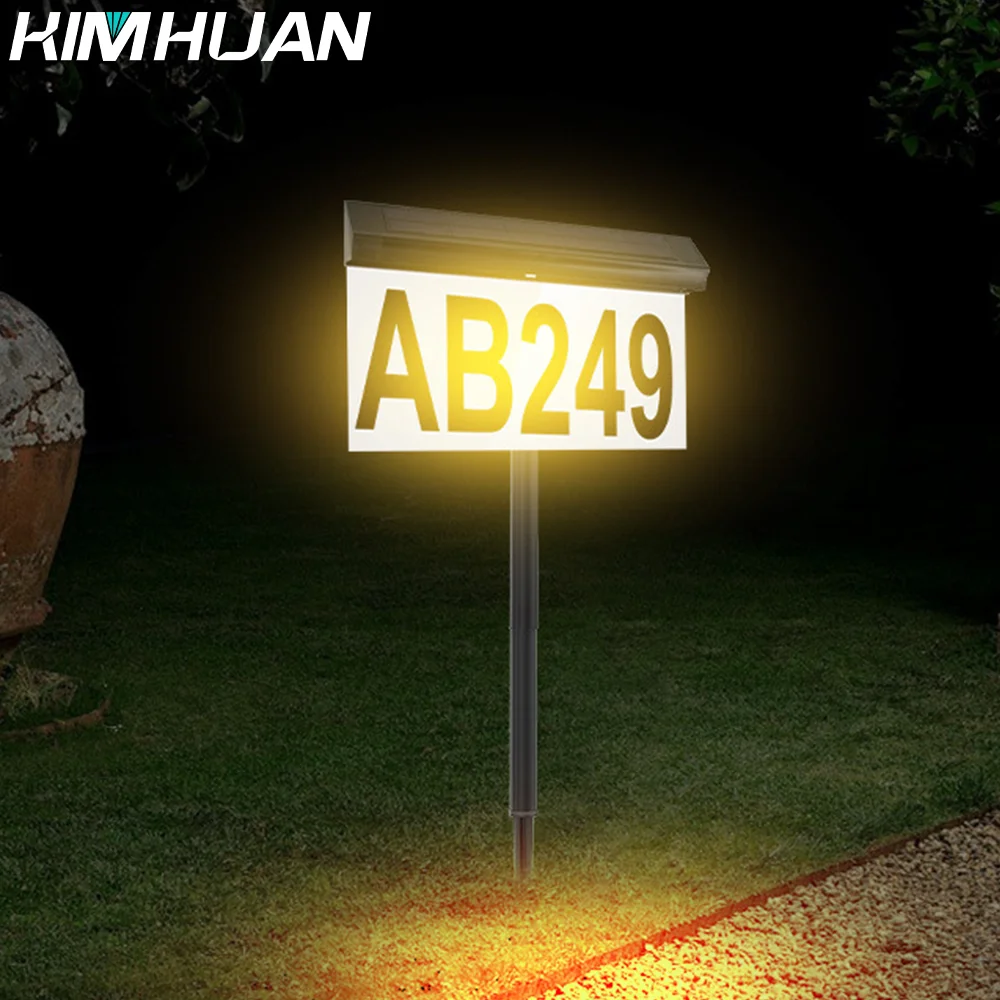 

Solar Door Sign Lamps Wall Mounted/Ground Plug Address Indicating Number Plate Solar Lights Outdoor LED Waterproof Lawn Light