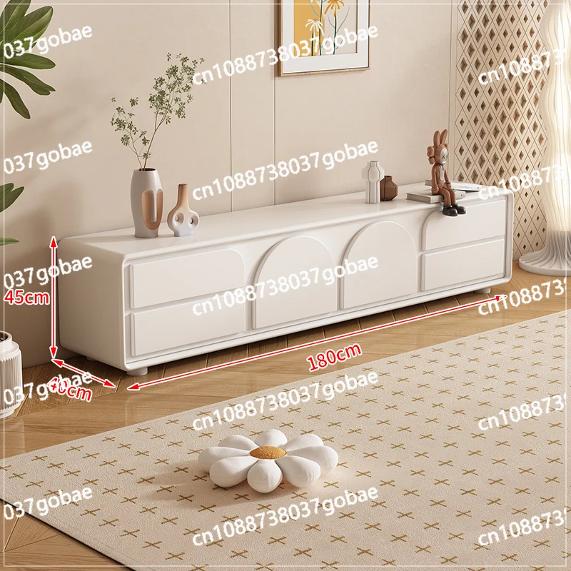 ZC TV Cabinet Modern Minimalist White Tea Table Combination Advanced Sense Storage Floor Cabinet TV Stand