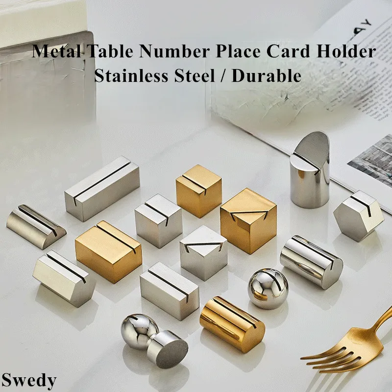 Stainless Steel Place Card Holders Wedding Table Number Slot Stand Picture Clip Sign Holder Price Label Holder