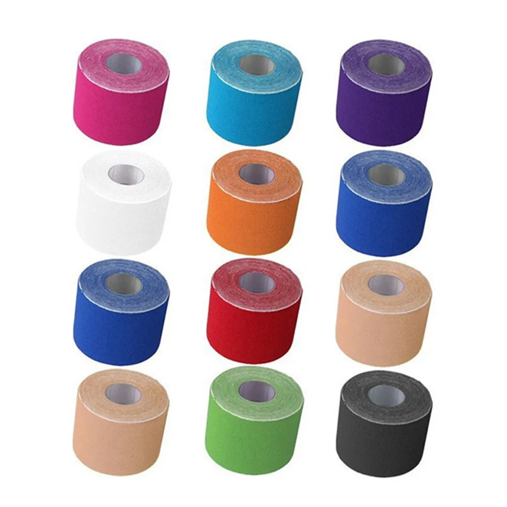 

12 шт. самоклеящихся спортивных тейпов из высококачественного полиэстера, кинезиологическая лента для снятия мышечной боли, эластичная поддержка для лодыжки, локтя, груди