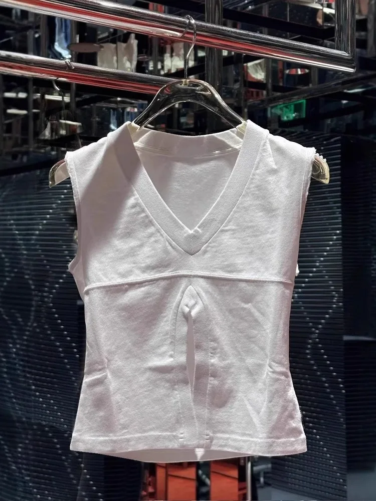 

Летняя женская футболка 2025: Сексуальный укороченный топ с V-образным вырезом и перекрестными деталями на животе, модный, для повседневной носки, облегающий, из хлопка, в корейском стиле