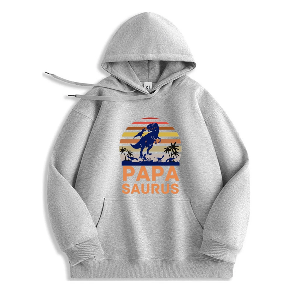 Papasaurus T Rex Fashionable Mens Sweatshirt Soft Polyester Fiber Hoodie Casual Comfortable Long Sleeve​​