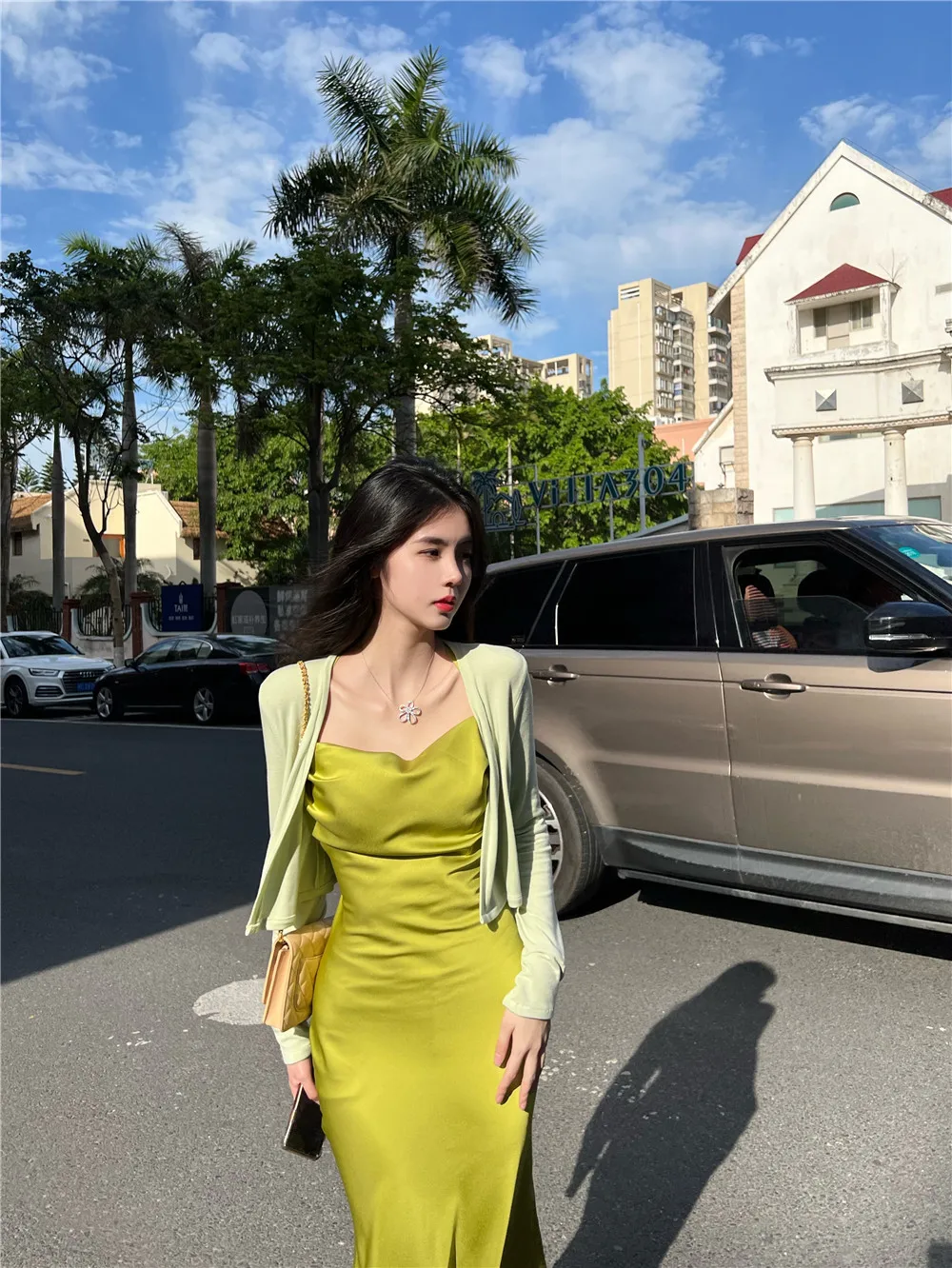 

Атласная юбка-миди Ele Satin Wrap Dr Slim Fit с завышенной талией и бретельками для женщин, летняя, однотонная, из ацетатной ткани