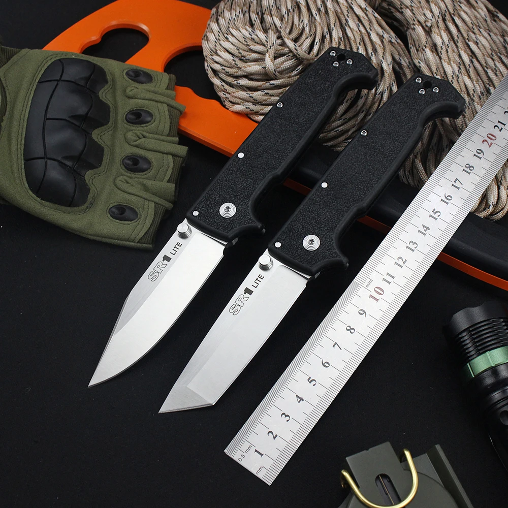 New Cold SR1 Lite Folding Knife 8Cr14MoV Steel Blade EDC Military Ttactical Survival Hunting Utility Pocket Knives for Men Knife