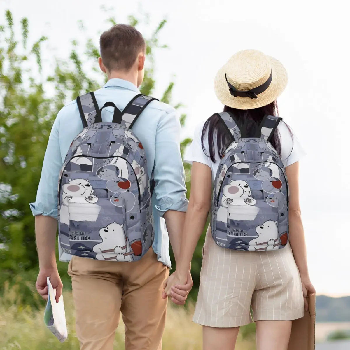 Plecak Miśki Trzy Bracia dla Kobiet i Mężczyzn, Plecak Codzienny Studencki do Pracy, Paski z Myszką       Torby płócienne na laptopa na prezent